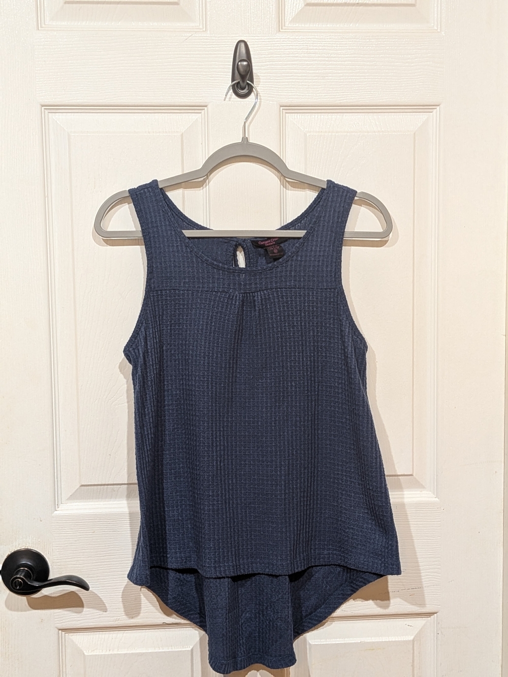 Canyon Creek Sleeveless Navy Textured High-Low Tank Top